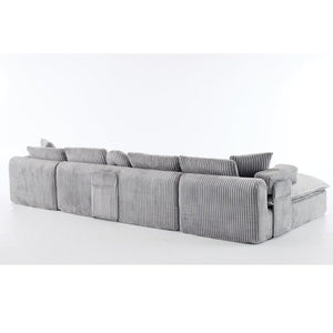 English Elm New Corduroy Modular U Shaped Sectional Sofa with Deep Seats and Movable Armrests Gray W2108S00181