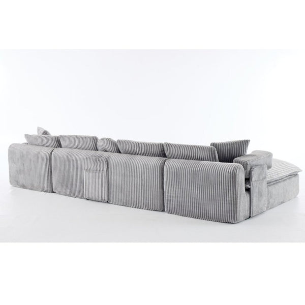 English Elm New Corduroy Modular U Shaped Sectional Sofa with Deep Seats and Movable Armrests Gray W2108S00181