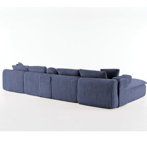 English Elm New Corduroy Modular U Shaped Sectional Sofa with Deep Seats and Movable Armrests Blue W2108S00182