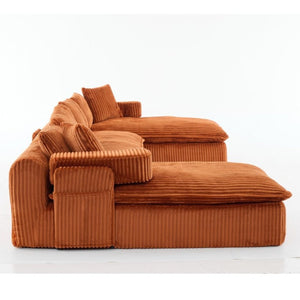 English Elm New Corduroy Modular U Shaped Sectional Sofa with Deep Seats and Movable Armrests Orange W2108S00183