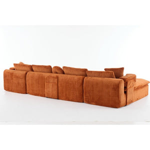 English Elm New Corduroy Modular U Shaped Sectional Sofa with Deep Seats and Movable Armrests Orange W2108S00183