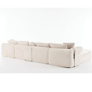 English Elm New Corduroy Modular U Shaped Sectional Sofa with Deep Seats and Movable Armrests Beige W2108S00184