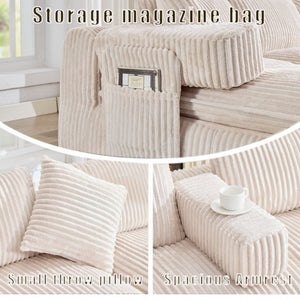 English Elm New Corduroy Modular U Shaped Sectional Sofa with Deep Seats and Movable Armrests Beige W2108S00184