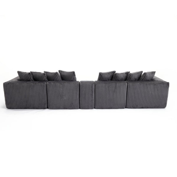 English Elm New Modular U Shaped Sectional Corduroy Sofa Six Seat with Built in Charging Console W2108S00190