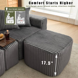 English Elm New Modular U Shaped Sectional Corduroy Sofa Six Seat with Built in Charging Console W2108S00190