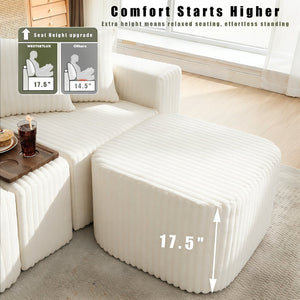 English Elm [new Arrived] U Shaped Corduroy Sectional Sofa with Wireless Charging Smart Console 6 Seat Beige W2108S00191