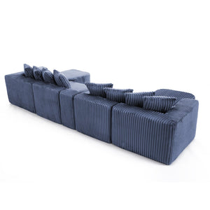 English Elm [new Arrived] U Shaped Corduroy Sectional Sofa with Wireless Charging Smart Console 6 Seat W2108S00192