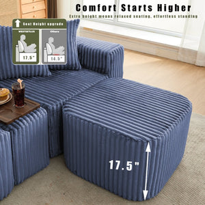 English Elm [new Arrived] U Shaped Corduroy Sectional Sofa with Wireless Charging Smart Console 6 Seat W2108S00192