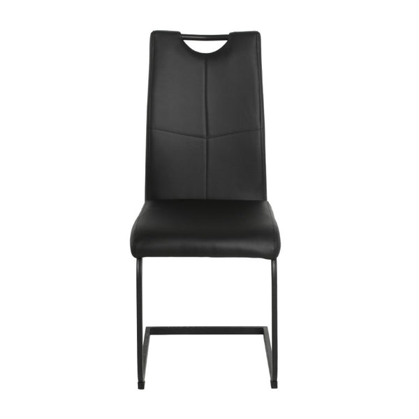 English Elm Modern PU Upholstered Dining Side Chairs with Metal Legs Lumbar Support Set of 2 W210P478050