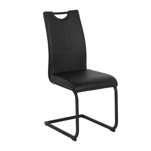 English Elm Modern PU Upholstered Dining Side Chairs with Metal Legs Lumbar Support Set of 2 W210P478050