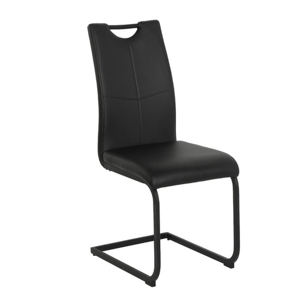 English Elm Modern PU Upholstered Dining Side Chairs with Metal Legs Lumbar Support Set of 2 W210P478050