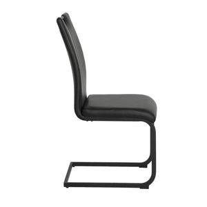 English Elm Modern PU Upholstered Dining Side Chairs with Metal Legs Lumbar Support Set of 2 W210P478050