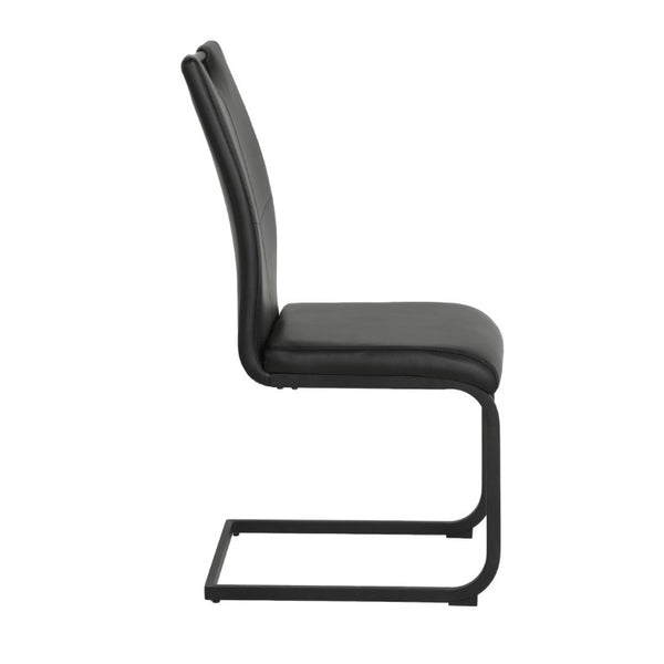 English Elm Modern PU Upholstered Dining Side Chairs with Metal Legs Lumbar Support Set of 2 W210P478050