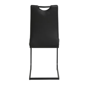 English Elm Modern PU Upholstered Dining Side Chairs with Metal Legs Lumbar Support Set of 2 W210P478050