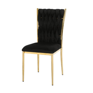English Elm Modern Black Velvet Tufted Dining Chairs with Gold Legs Glam Set of 2 W210P491082