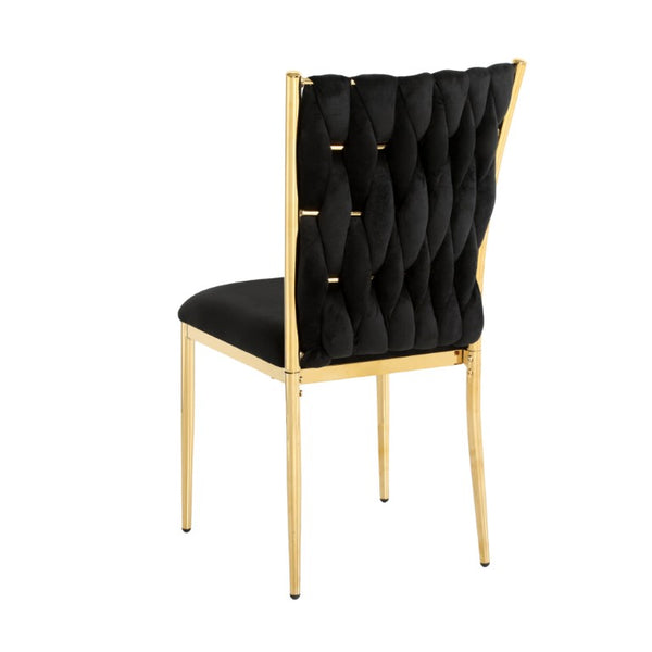 English Elm Modern Black Velvet Tufted Dining Chairs with Gold Legs Glam Set of 2 W210P491082