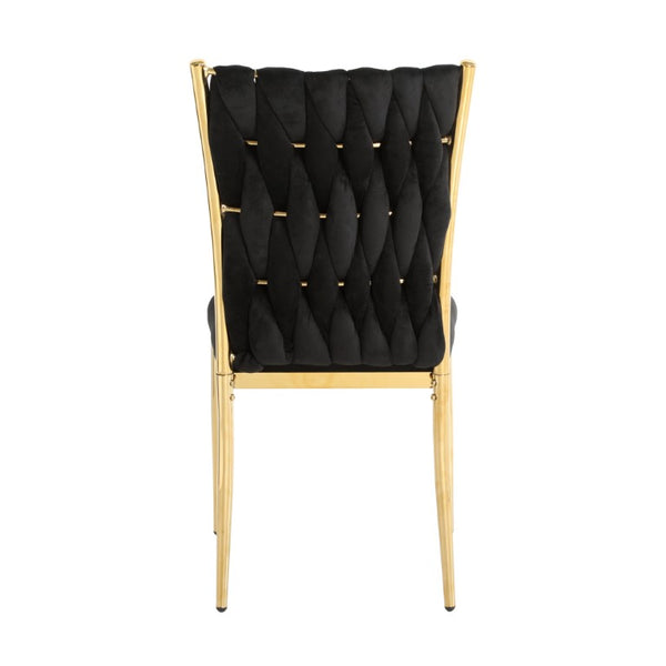 English Elm Modern Black Velvet Tufted Dining Chairs with Gold Legs Glam Set of 2 W210P491082