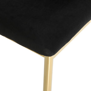 English Elm Modern Black Velvet Tufted Dining Chairs with Gold Legs Glam Set of 2 W210P491082