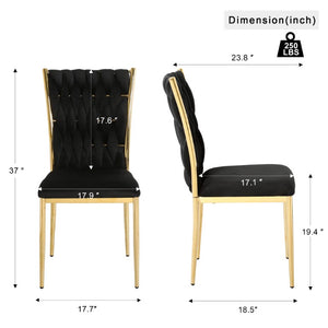 English Elm Modern Black Velvet Tufted Dining Chairs with Gold Legs Glam Set of 2 W210P491082