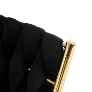 English Elm Modern Black Velvet Tufted Dining Chairs with Gold Legs Glam Set of 2 W210P491082