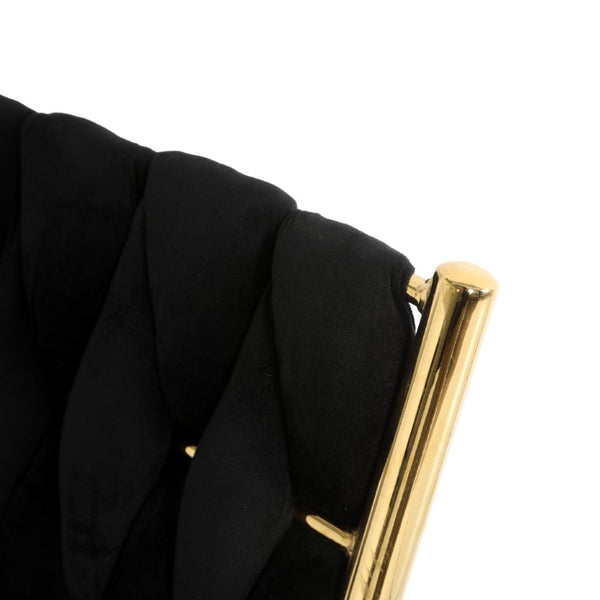 English Elm Modern Black Velvet Tufted Dining Chairs with Gold Legs Glam Set of 2 W210P491082