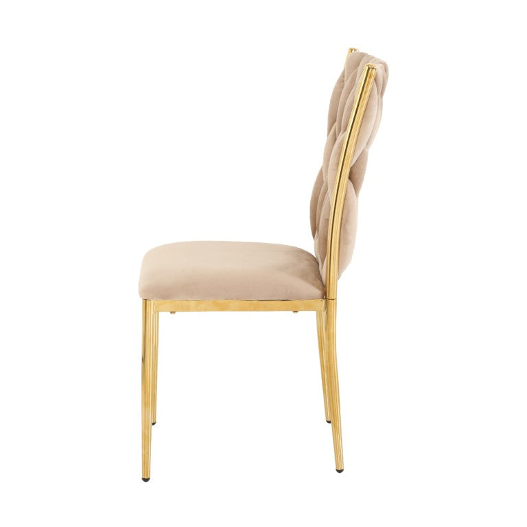 English Elm Modern Brown Velvet Dining Chair Set with Gold Legs Ergonomic Cushioned Kitchen Seat Set of 2 W210P491091