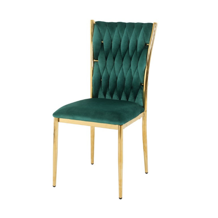 English Elm Modern Green Velvet Dining Chairs with Gold Leg Accents Ergonomic Curved Back Set Set of 4 W210P491107