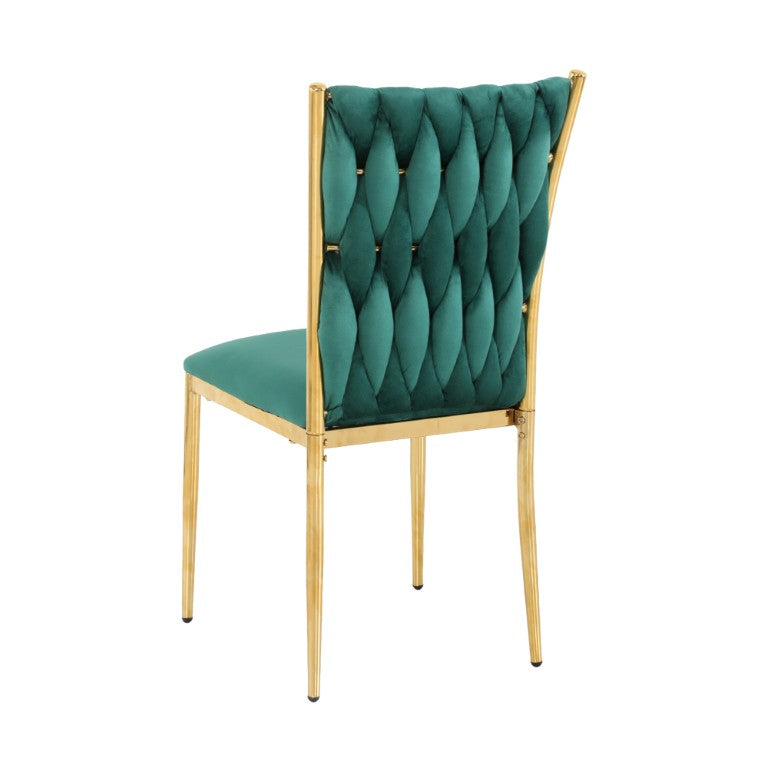 English Elm Modern Green Velvet Dining Chairs with Gold Leg Accents Ergonomic Curved Back Set Set of 4 W210P491107