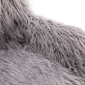 English Elm Hengming Plush Faux Fur Vanity Chair with Gold Chrome Base for Glam Workspaces W21238272
