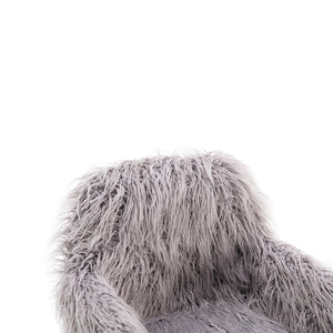 English Elm Hengming Plush Faux Fur Vanity Chair with Gold Chrome Base for Glam Workspaces W21238272