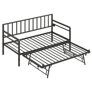 English Elm Twin Metal Daybed with Trundle Rgb Led Lighting and Usb Charging for Guest Rooms W2129P417631