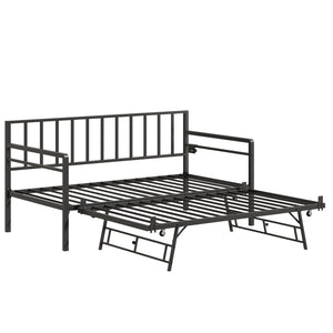 English Elm Twin Metal Daybed with Trundle Rgb Led Lighting and Usb Charging for Guest Rooms W2129P417631