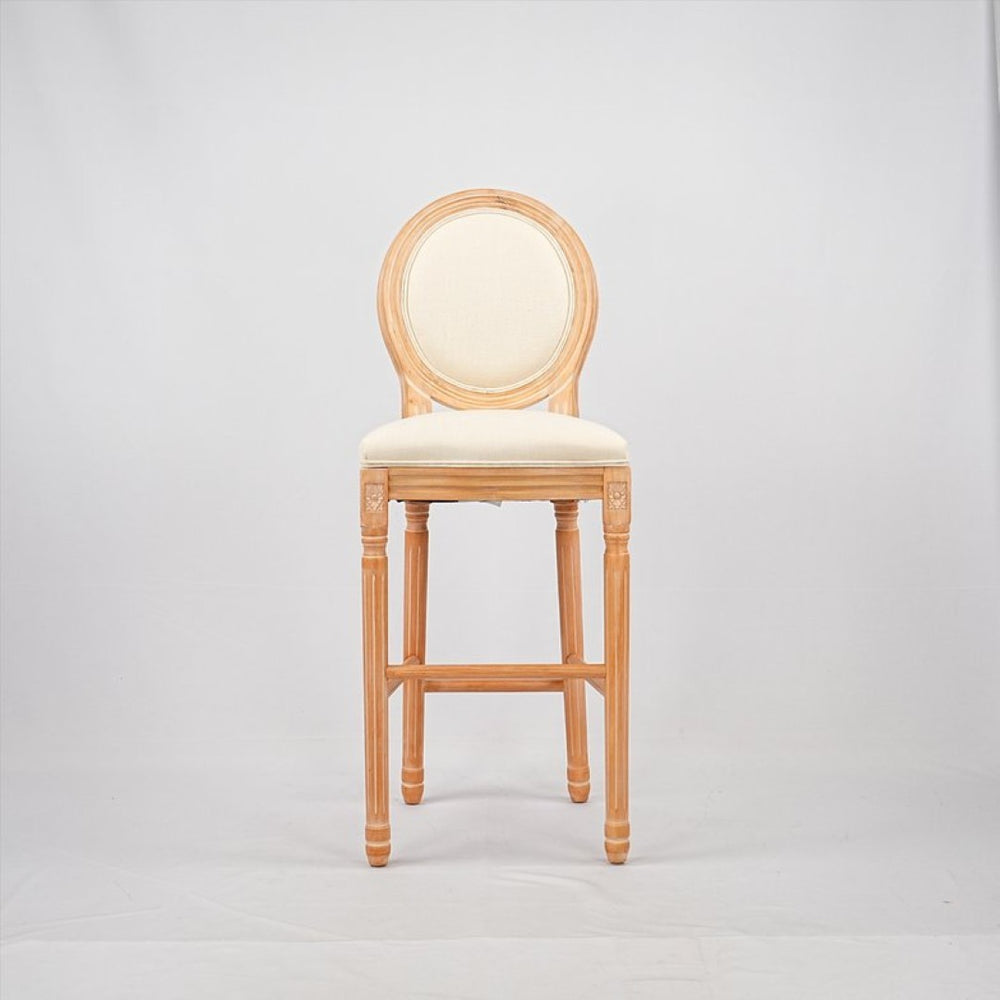 English Elm Hengming French Country Burlap Linen Barstools Solid Wood Legs Set of 2 Kitchen W212P185932