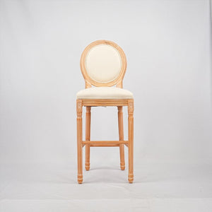 English Elm Hengming French Country Burlap Linen Barstools Solid Wood Legs Set of 2 Kitchen W212P185932
