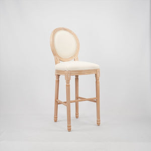 English Elm Hengming French Country Burlap Linen Barstools Solid Wood Legs Set of 2 Kitchen W212P185932