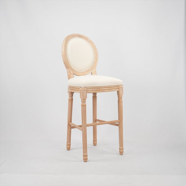 English Elm Hengming French Country Burlap Linen Barstools Solid Wood Legs Set of 2 Kitchen W212P185932