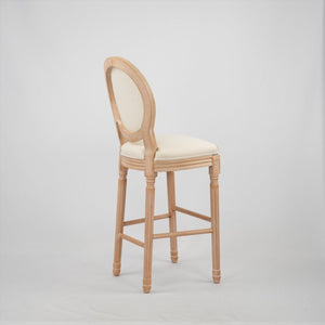 English Elm Hengming French Country Burlap Linen Barstools Solid Wood Legs Set of 2 Kitchen W212P185932