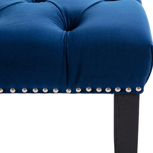 English Elm Heng Ming Velvet Button Tufted Bench Ottoman for Entryway Bedroom or Dining Room Blue W212P300160