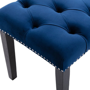 English Elm Heng Ming Velvet Button Tufted Bench Ottoman for Entryway Bedroom or Dining Room Blue W212P300160