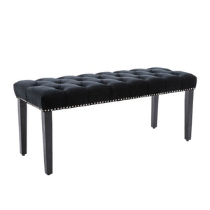 English Elm Heng Ming Velvet Button Tufted Bench Ottoman for Entryway Bedroom or Dining Room Black W212P300161