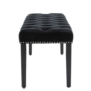 English Elm Heng Ming Velvet Button Tufted Bench Ottoman for Entryway Bedroom or Dining Room Black W212P300161