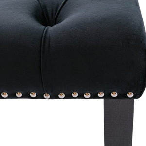 English Elm Heng Ming Velvet Button Tufted Bench Ottoman for Entryway Bedroom or Dining Room Black W212P300161