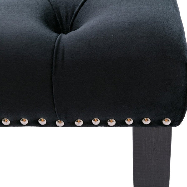 English Elm Heng Ming Velvet Button Tufted Bench Ottoman for Entryway Bedroom or Dining Room Black W212P300161