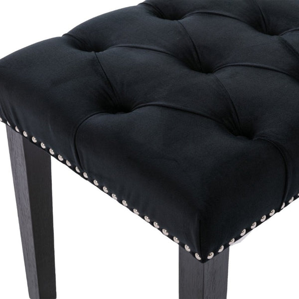 English Elm Heng Ming Velvet Button Tufted Bench Ottoman for Entryway Bedroom or Dining Room Black W212P300161