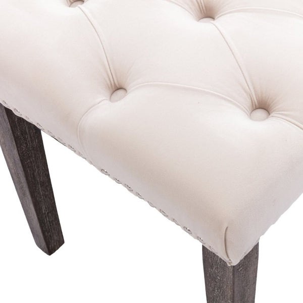 English Elm Heng Ming Velvet Button Tufted Bench Ottoman for Entryway Bedroom or Dining Room Beige W212P300162