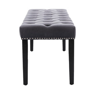English Elm Heng Ming Velvet Button Tufted Bench Ottoman for Entryway Bedroom or Dining Room Dark Gray W212P300163
