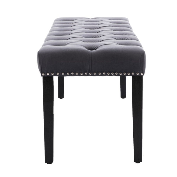 English Elm Heng Ming Velvet Button Tufted Bench Ottoman for Entryway Bedroom or Dining Room Dark Gray W212P300163