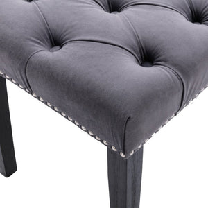 English Elm Heng Ming Velvet Button Tufted Bench Ottoman for Entryway Bedroom or Dining Room Dark Gray W212P300163