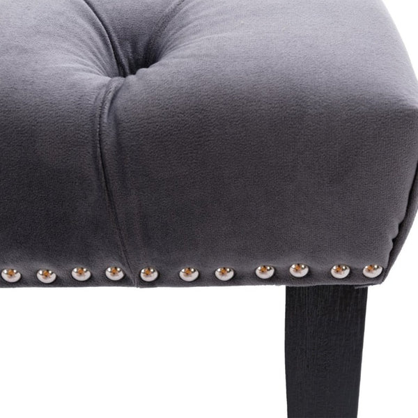 English Elm Heng Ming Velvet Button Tufted Bench Ottoman for Entryway Bedroom or Dining Room Dark Gray W212P300163