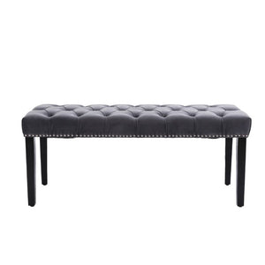 English Elm Heng Ming Velvet Button Tufted Bench Ottoman for Entryway Bedroom or Dining Room Dark Gray W212P300163